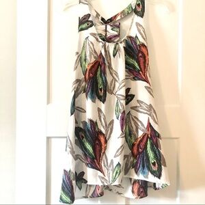 L Racer back, feather print, tank top